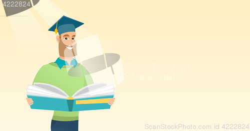 Image of Graduate with book in hands vector illustration.