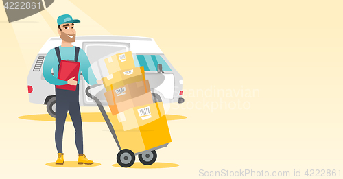 Image of Delivery courier with cardboard boxes.