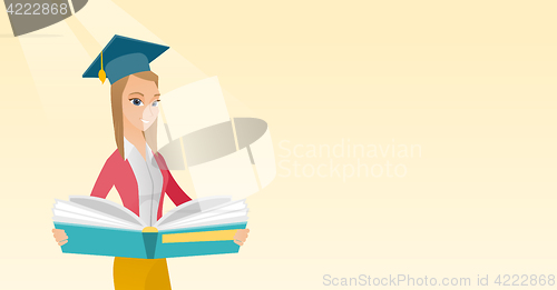 Image of Graduate with book in hands vector illustration.