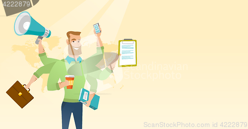 Image of Man coping with multitasking vector illustration.
