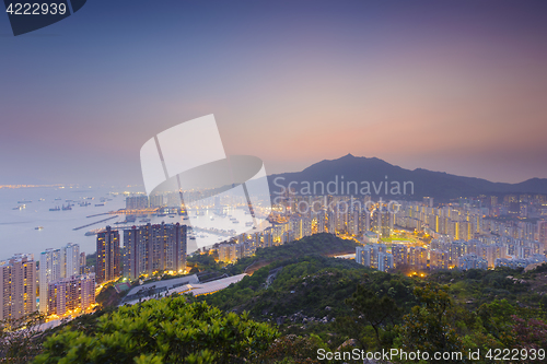 Image of Hong Kong Tuen Mun skyline and South China sea