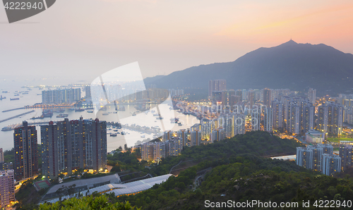 Image of Hong Kong Tuen Mun skyline and South China sea