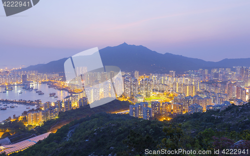 Image of Hong Kong Tuen Mun skyline and South China sea