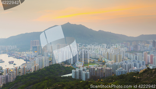 Image of Hong Kong Tuen Mun skyline and South China sea