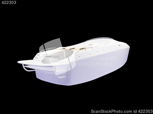 Image of White Boat isolated back view