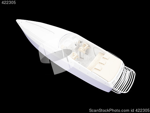 Image of White Boat isolated back view