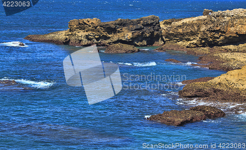 Image of Rocky Coast Extending into the Sea