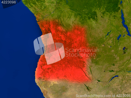 Image of Angola from space in red