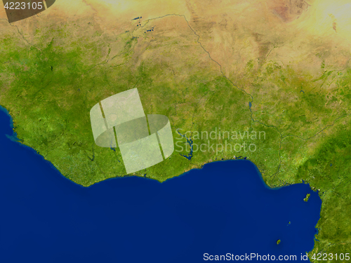 Image of Ghana from space in red