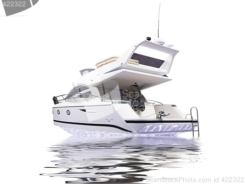 Image of isolated yacht with reflection view