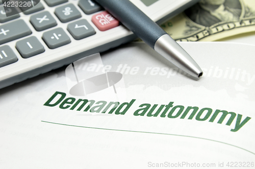 Image of Demand autonomy printed on book 