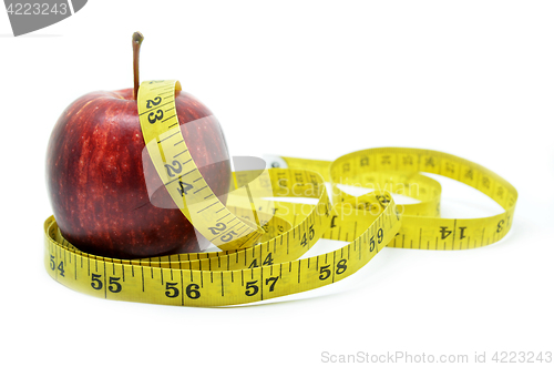 Image of Red apple with measure tape