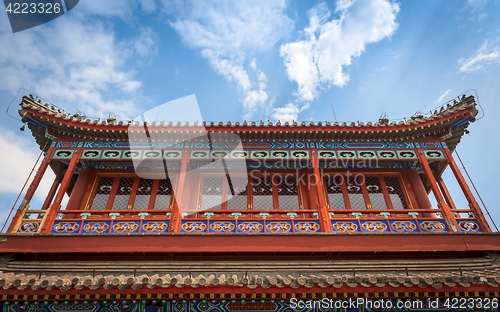 Image of Traditional Chinese building under blue sky