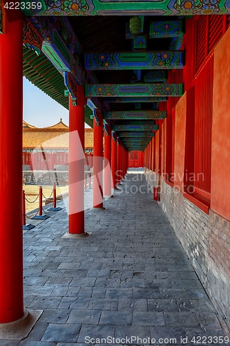 Image of Traditional Chinese building under blue sky