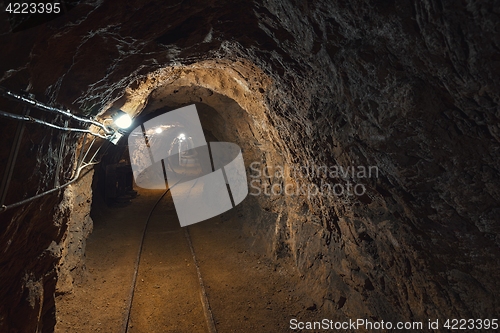 Image of Underground mine passage angle shot