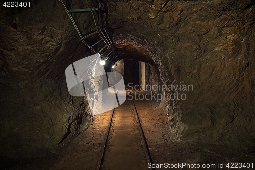 Image of Underground mine passage angle shot