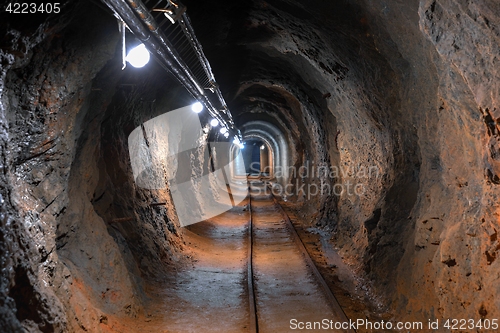 Image of Underground mine passage angle shot