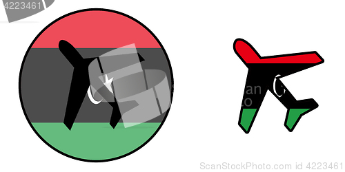 Image of Nation flag - Airplane isolated - Libya