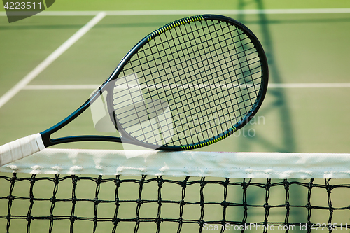 Image of The tennis ball on a tennis court