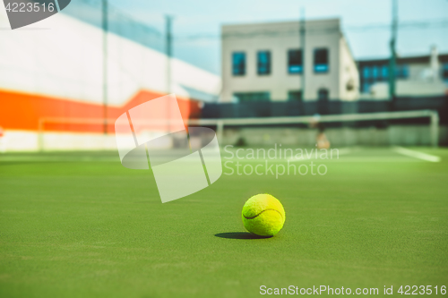 Image of The tennis ball on a tennis court