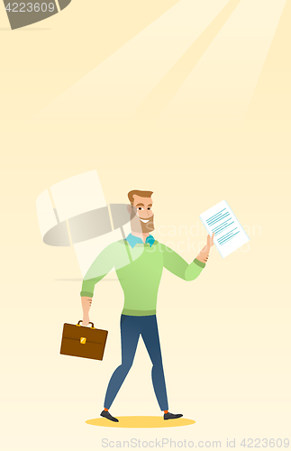 Image of Happy business woman running vector illustration.