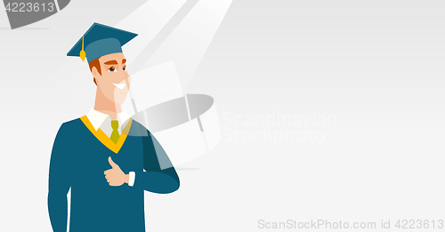 Image of Graduate giving thumb up vector illustration.