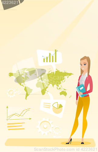 Image of Business woman working in global business.