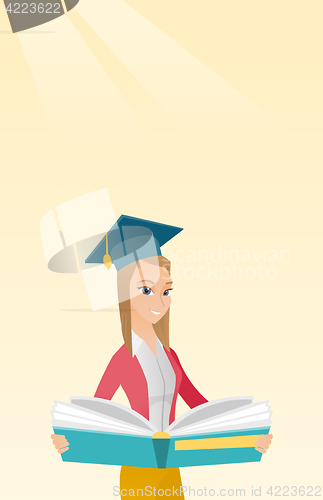 Image of Graduate with book in hands vector illustration.