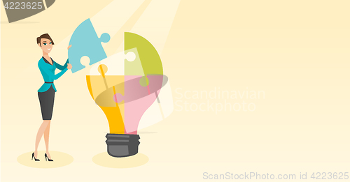 Image of Student with idea lightbulb vector illustration.