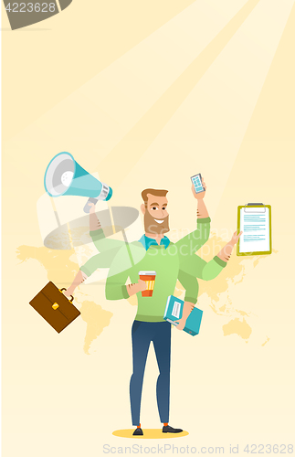 Image of Man coping with multitasking vector illustration.