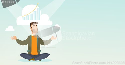 Image of Peaceful business woman doing yoga.