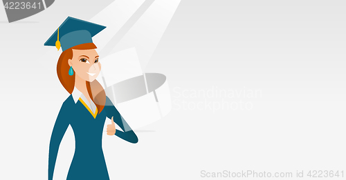 Image of Graduate giving thumb up vector illustration.