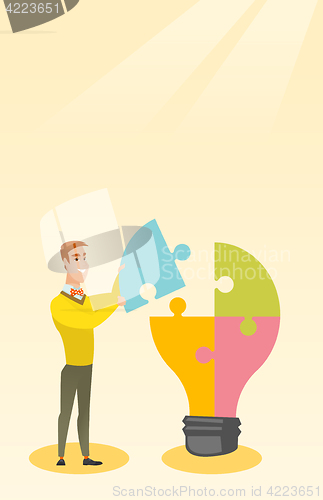 Image of Student with idea lightbulb vector illustration.