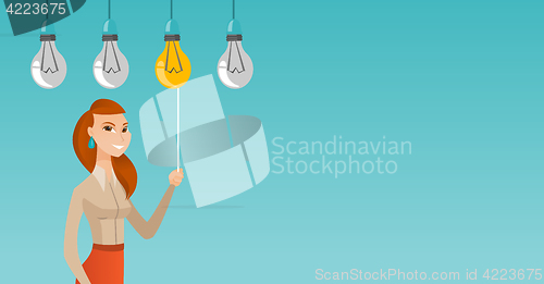 Image of Woman having business idea vector illustration.