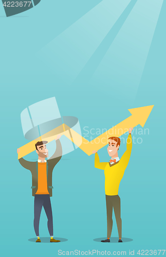 Image of Two businessmen holding growth graph.