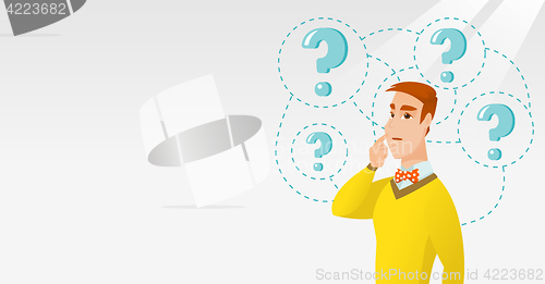 Image of Young business man thinking vector illustration.