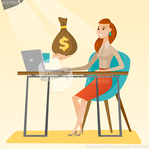 Image of Businesswoman earning money from online business.