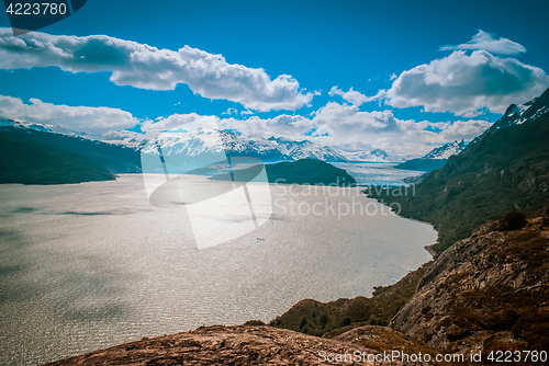 Image of Sea surrounding mountains