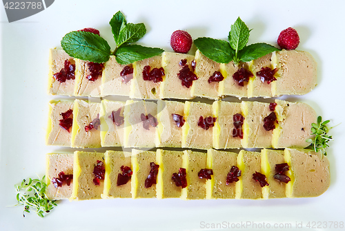 Image of Chicken liver pate with red jelly for holiday.