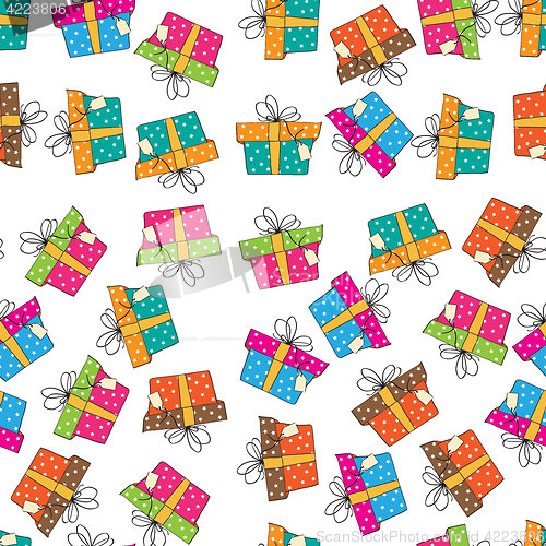 Image of seamless pattern with gift boxes