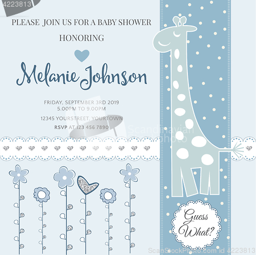 Image of Lovely baby shower card template with silver glittering details