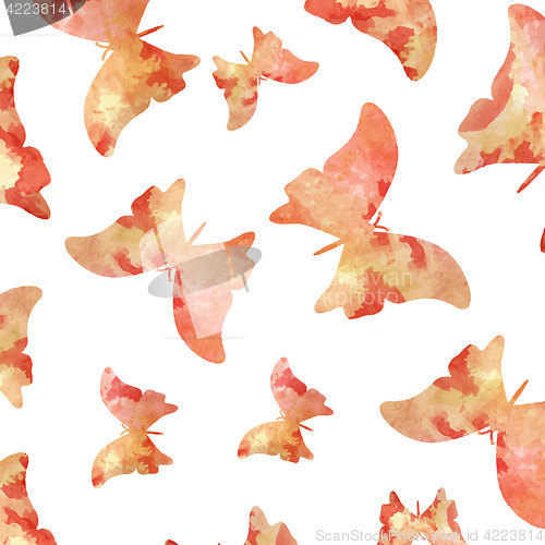 Image of Seamless watercolor butterflies pattern