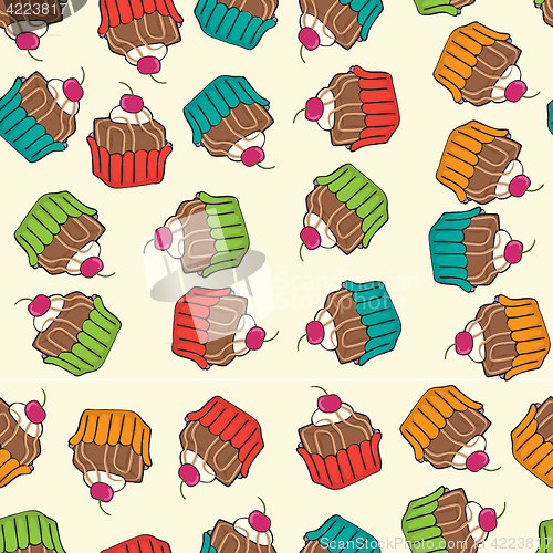 Image of sweet seamless cupcakes pattern