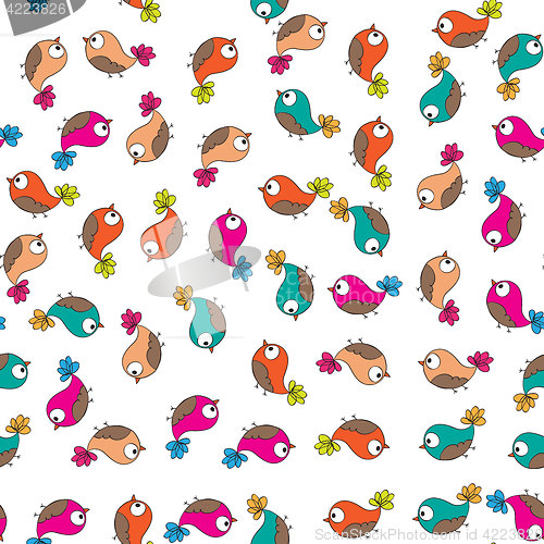 Image of doodle birds seamless pattern