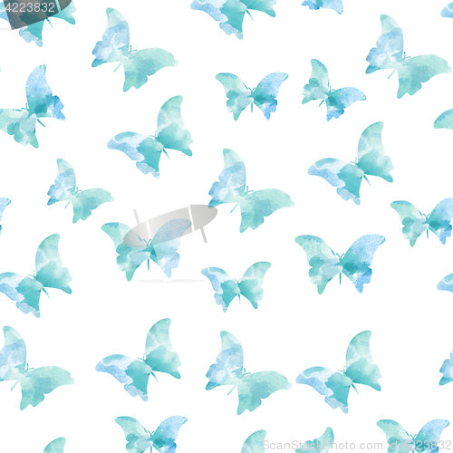 Image of Seamless watercolor butterflies pattern