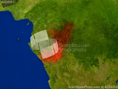 Image of Congo from space in red