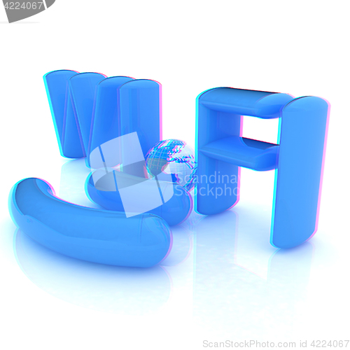 Image of WiFi symbol. 3d illustration. Anaglyph. View with red/cyan glass