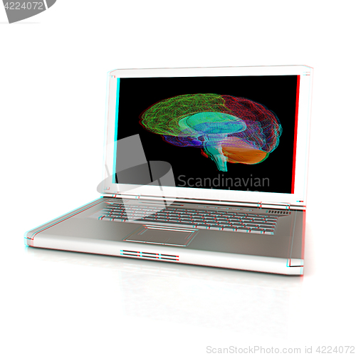 Image of creative three-dimensional model of  human brain scan on a digit