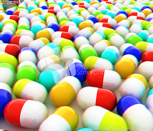 Image of Tablets background. 3D illustration. Anaglyph. View with red/cya