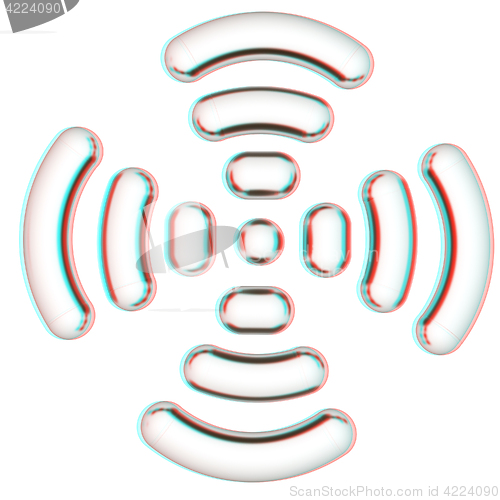 Image of Radio Frequency Identification symbol. 3d illustration. Anaglyph